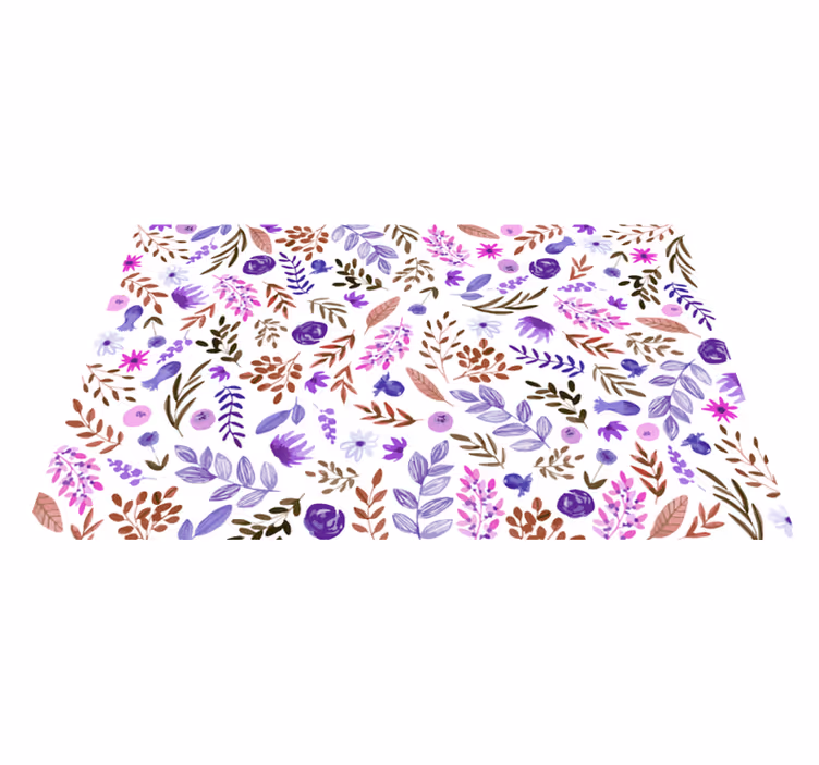 Lilla akvarellblader vinyl teppe blomster og planter - Tenstickers