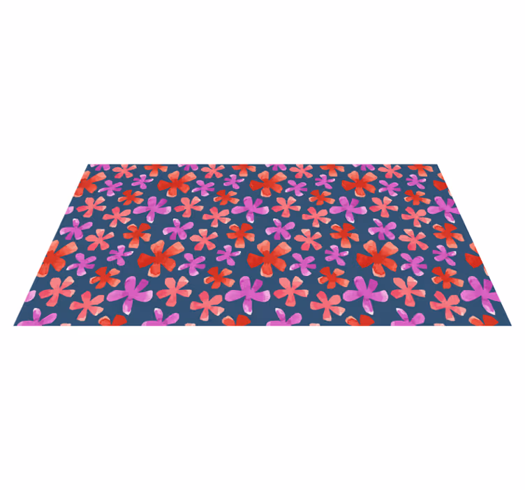 Lilla og røde mønstre vinyl teppe blomster og planter - Tenstickers