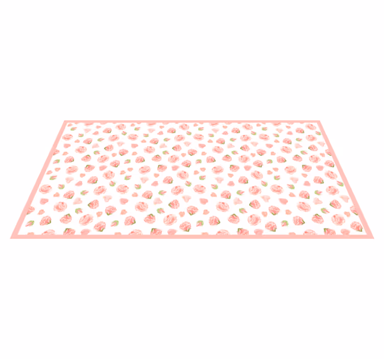 Akvarell roser i rosa vinyl teppe blomster og planter - Tenstickers