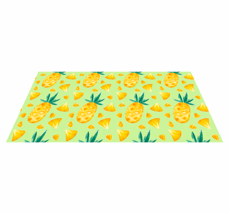 Fargerik akvarell ananas vinyl teppe blomster og planter - Tenstickers