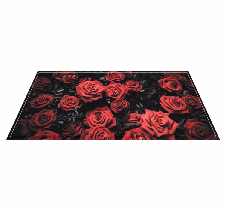 Realistisk rød rosedesign vinyl teppe blomster og planter - Tenstickers