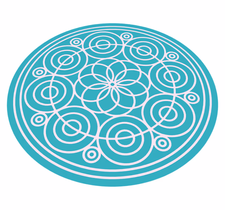 Turkis sirkulært mønster vinyl teppe mandala - Tenstickers