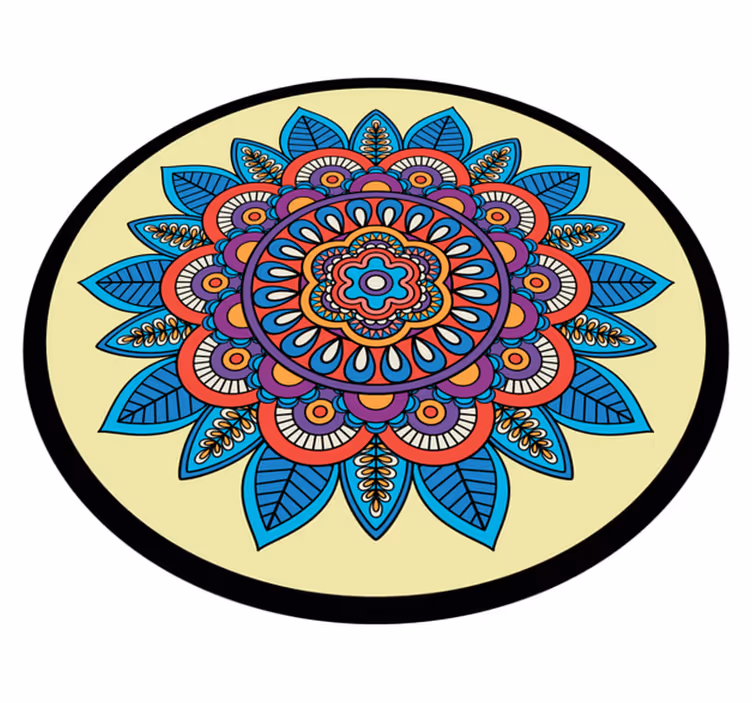 Fargerikt sirkulært motiv vinyl teppe mandala - Tenstickers
