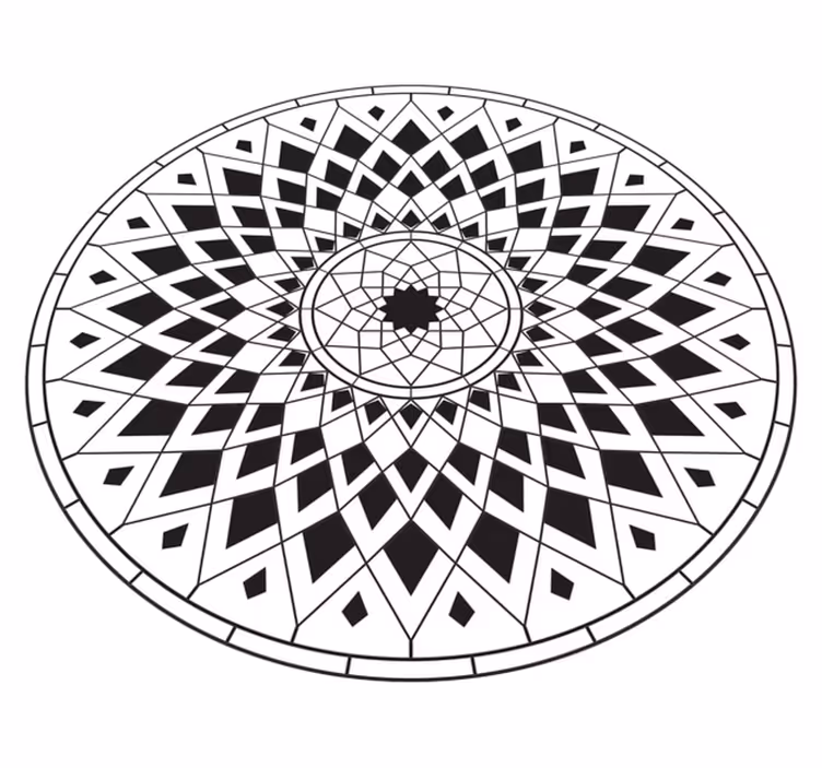Komplekst svart motiv vinyl teppe mandala - Tenstickers