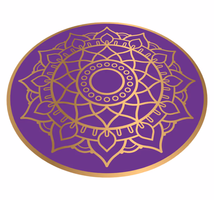 Lilla og gyllent motiv vinyl teppe mandala - Tenstickers
