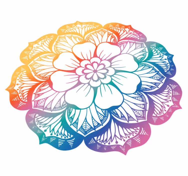 Fargerikt blomstermotiv vinyl teppe mandala - Tenstickers
