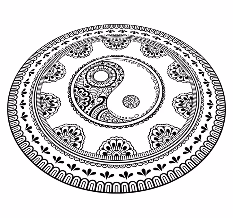 åndelig hindi stil mandala med symboler vinyl teppe mandala - Tenstickers