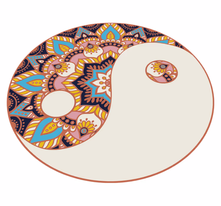 Yin yang-motiv vinyl teppe mandala - Tenstickers