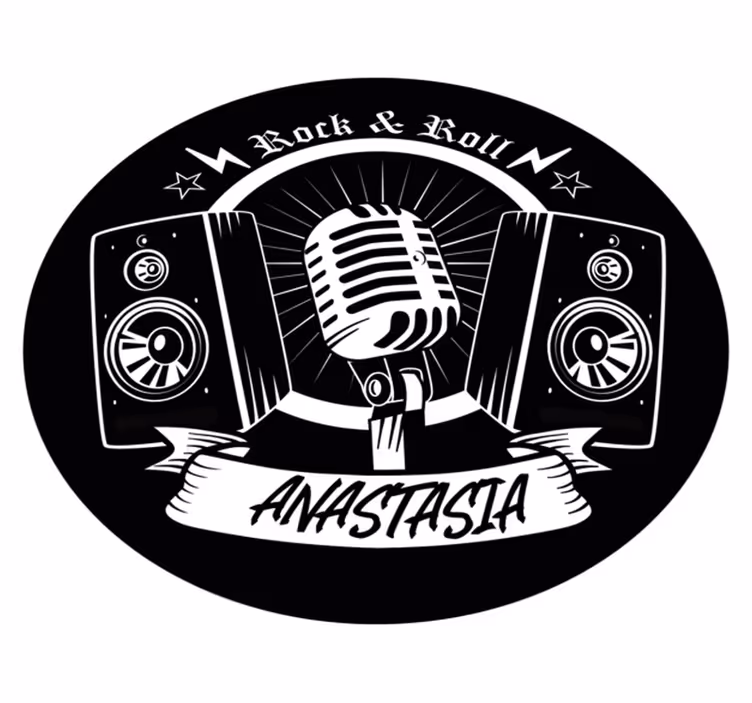 Rock and roll med navn vinyl teppe ungdom - Tenstickers