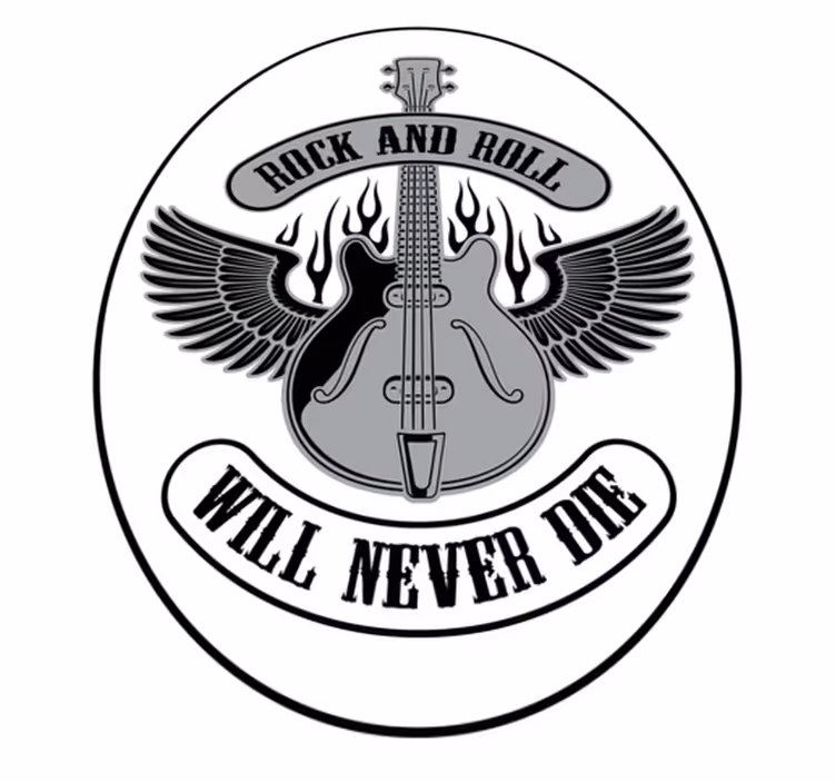 Gitar i brann med rocketekst vinyl teppe soverom - Tenstickers