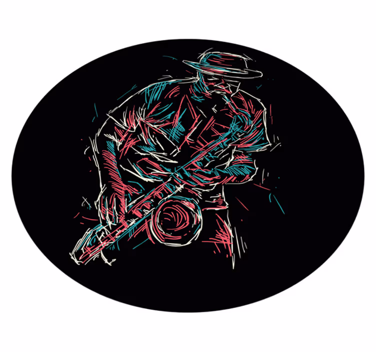 Jazzmusikeropptreden vinyl teppe rund - Tenstickers