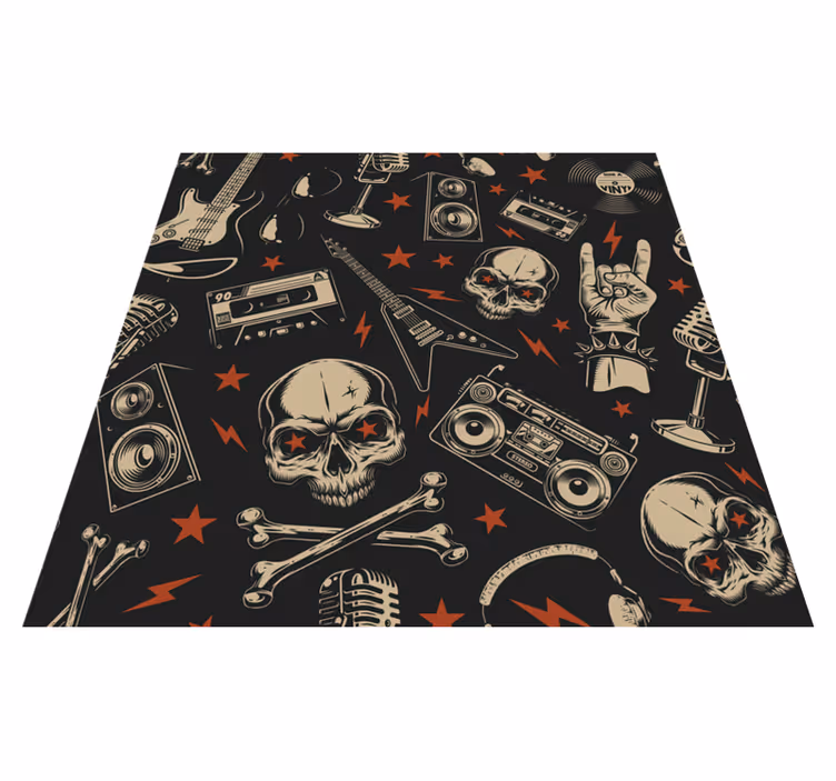 Rockemusikk-tema vinyl teppe ungdom - Tenstickers