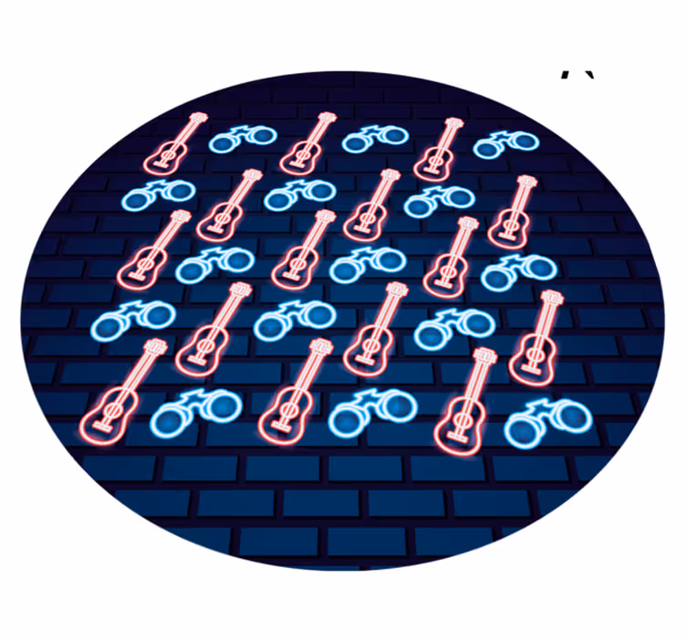 Neon musikalske mønstre vinyl teppe ungdom - Tenstickers