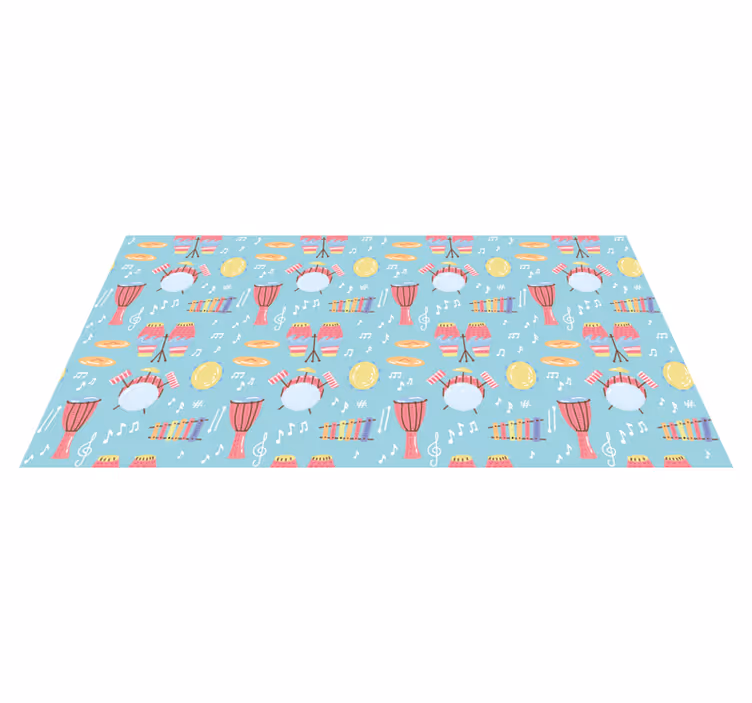 Moro med musikkinstrumenter Vinyl teppe flere barn - Tenstickers