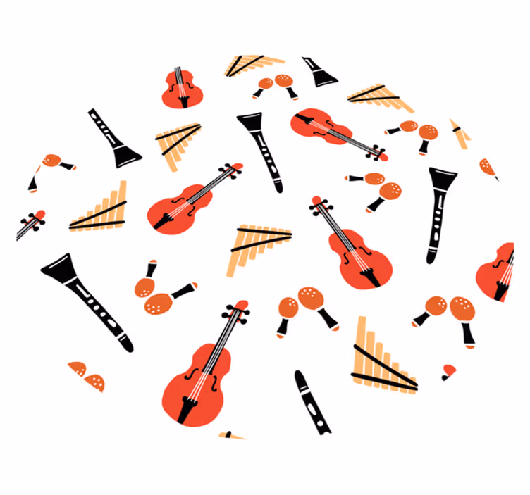 Musikkinstrumentkonsept Vinyl teppe flere barn - Tenstickers
