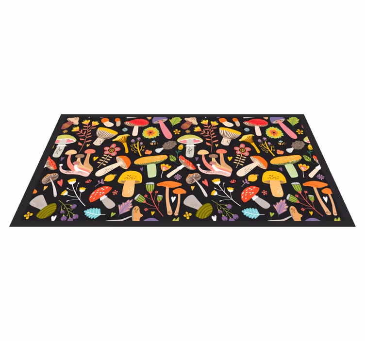 Høst sopp mønster vinyl teppe blomster og planter - Tenstickers
