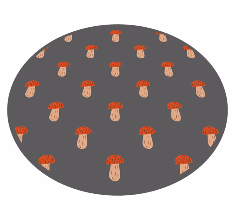Klassisk sopp grå bakgrunn vinyl teppe blomster og planter - Tenstickers