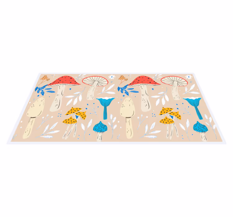 Klassisk sopp beige bakgrunn vinyl teppe blomster og planter - Tenstickers