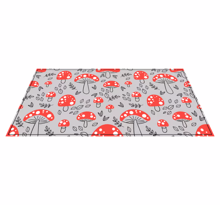 Klassisk sopp på grå bakgrunn vinyl teppe blomster og planter - Tenstickers