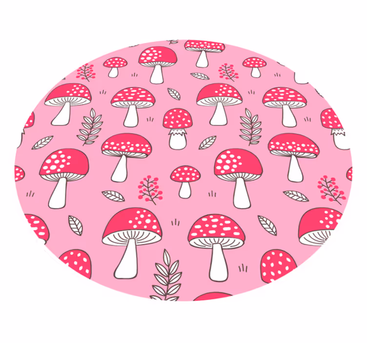 Sirkel- og soppmønster vinyl teppe blomster og planter - Tenstickers