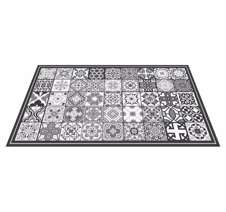 Mørk grå rustikk mosaikkmønster vinyl teppe hydraulisk - Tenstickers