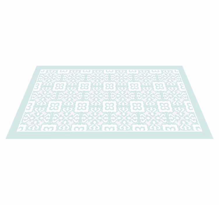 Lyst akvamarin vintage blomstermønster vinyl teppe hydraulisk - Tenstickers