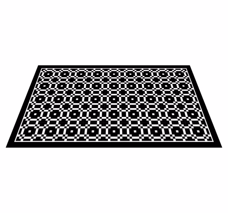 Svart og hvitt små firkanter mønster vinyl teppe hydraulisk - Tenstickers