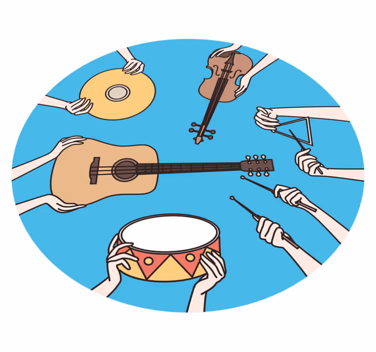 Motiv med musikalske hender Vinyl teppe flere barn - Tenstickers