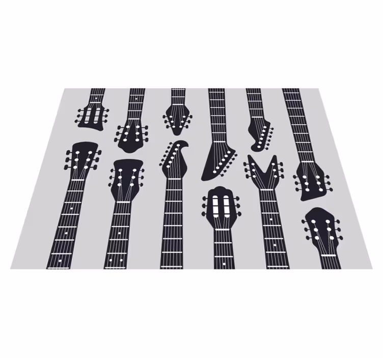 Rockemusikk gitarer nakke silhuett vinyl teppe soverom - Tenstickers