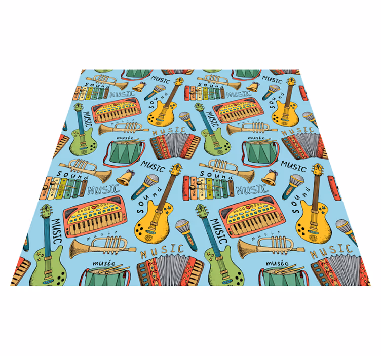 Vinyl teppe flere barn glade musikkinstrumenter - Tenstickers
