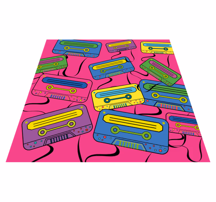 Livlige kassettbånd vinyl teppe ungdom - Tenstickers