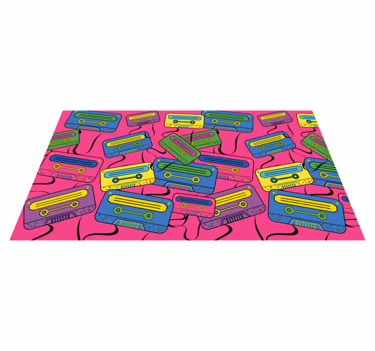 Retro 80 -talls fargerik boombox vinyl teppe rektangel - Tenstickers