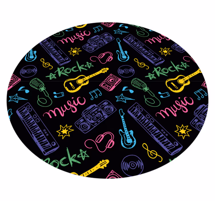 Musikalske ikoner mønster vinyl teppe ungdom - Tenstickers