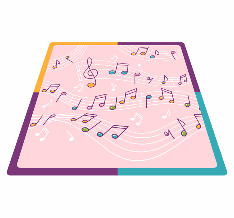 Delikate musikknoter Vinyl teppe firkant - Tenstickers