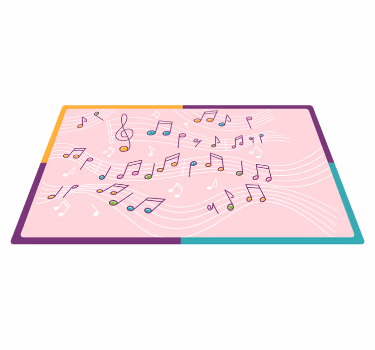 Melodisk noteflyt vinyl teppe ungdom - Tenstickers