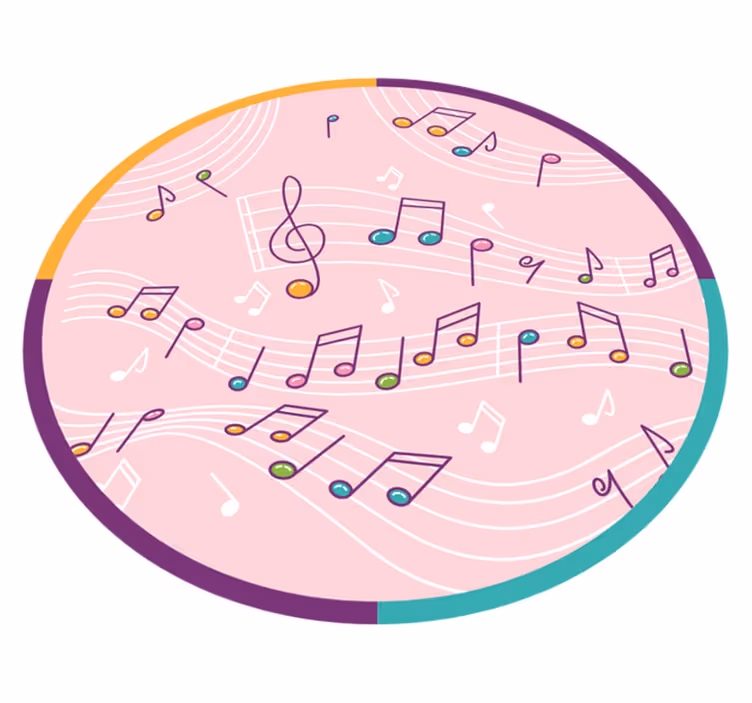 Motiv med musikalske noter vinyl teppe ungdom - Tenstickers