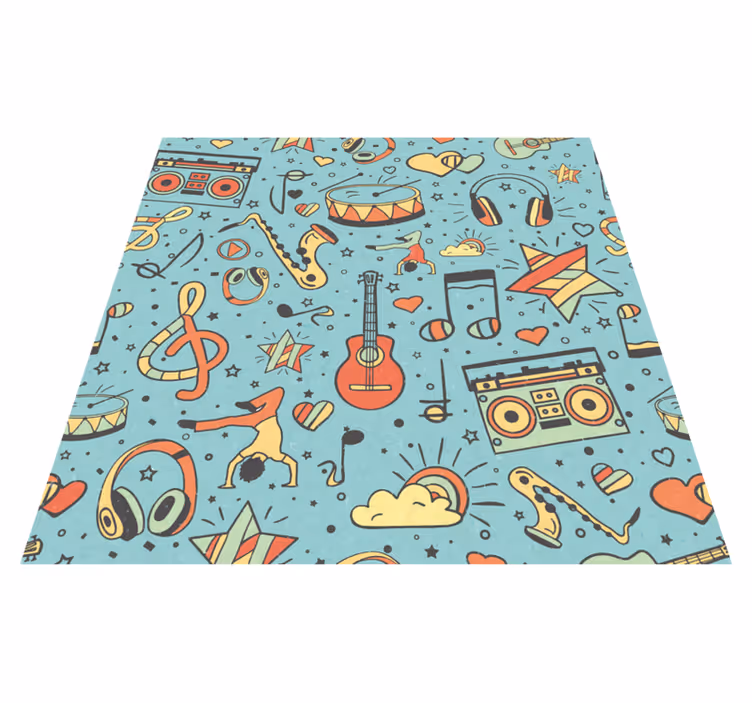 Musikalske symboler lekne Vinyl teppe flere barn - Tenstickers
