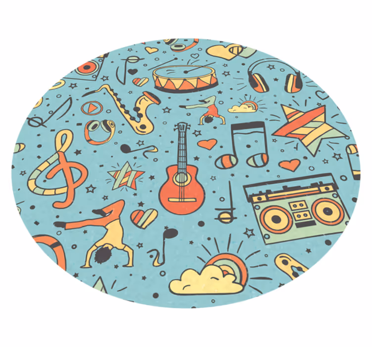 Musikknoter tema Vinyl teppe flere barn - Tenstickers