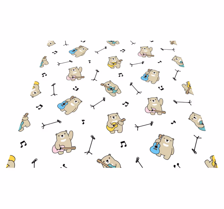 Musikalsk bjørnemønster vinyl teppe baby - Tenstickers