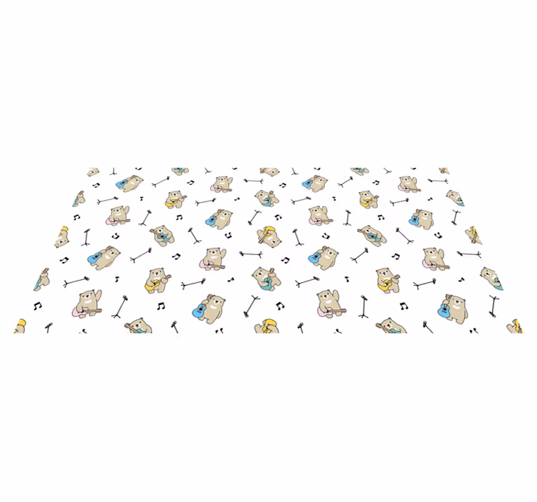 Musikalsk bjørnetema vinyl teppe baby - Tenstickers