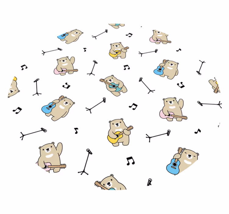 Musikalsk bjørnemoro vinyl teppe baby - Tenstickers