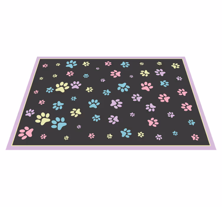 Fantastiske fargerike hundepoter vinyl teppe dyr - Tenstickers