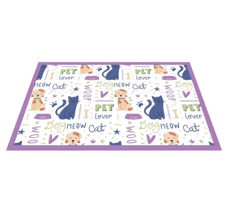 Fantastisk fargerik doodle med hunder vinyl teppe dyr - Tenstickers