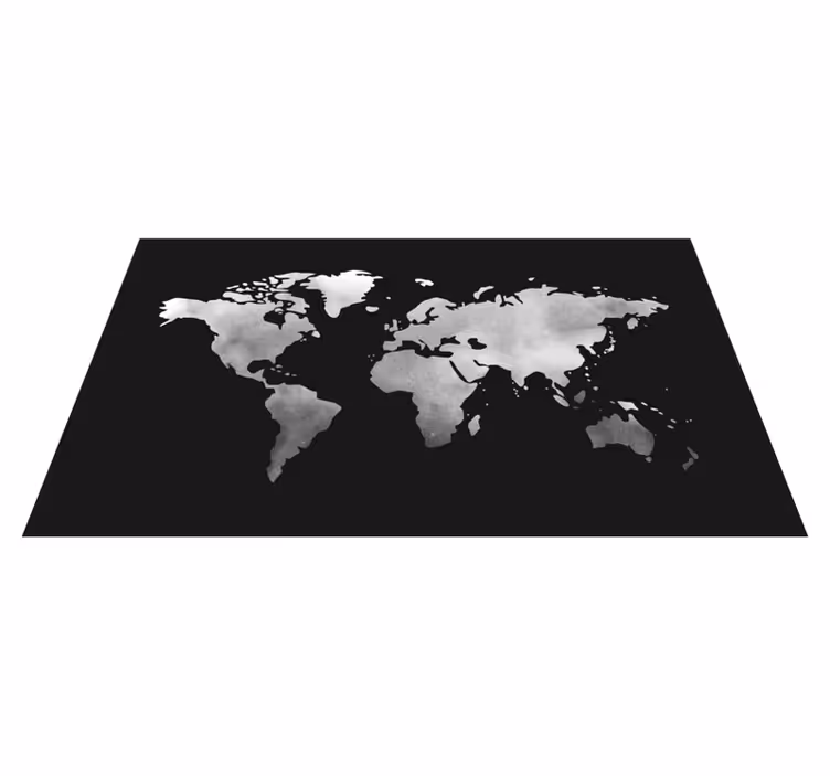 Grå metalleffekt vinyl teppe verdenskart - Tenstickers