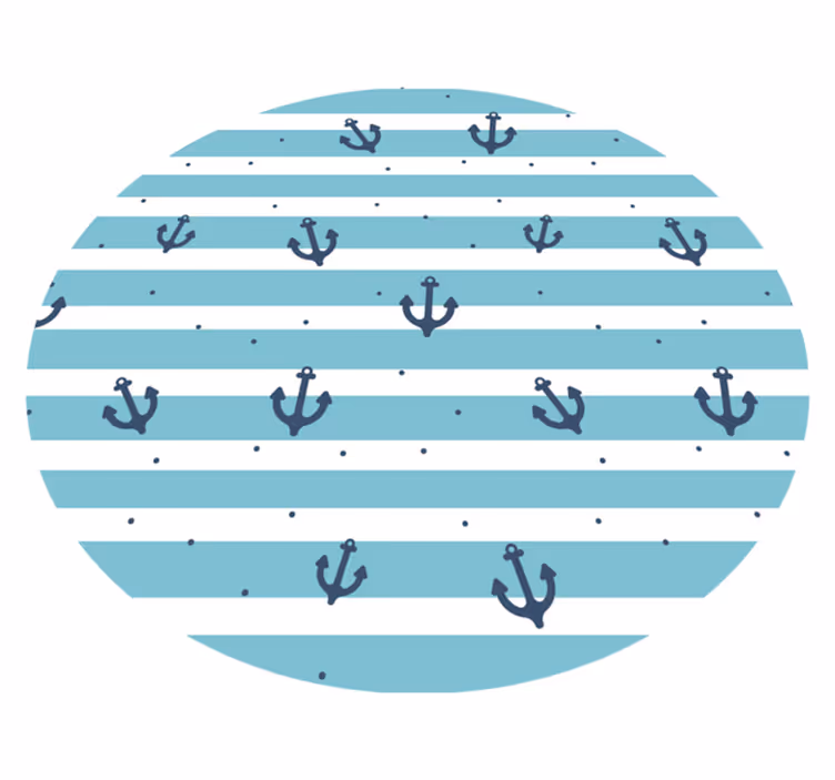 Blå maritime striper bad vinyl teppe - Tenstickers
