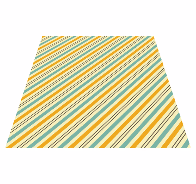 Vintage diagonalt trefarget mønster Vinyl teppe firkant - Tenstickers