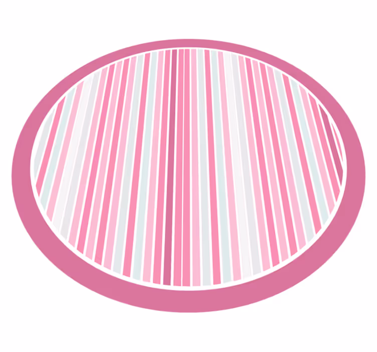Vertikalt rosa og hvitt mønster vinyl teppe rund - Tenstickers