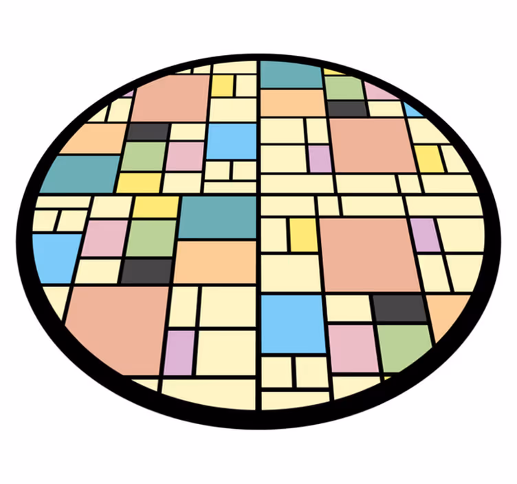 Vinyl teppe geometrisk fargerikt blokkmønster - Tenstickers