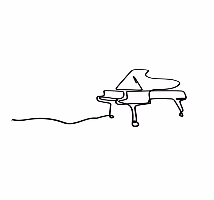 Piano line art søt design vinyl teppe moderne - Tenstickers