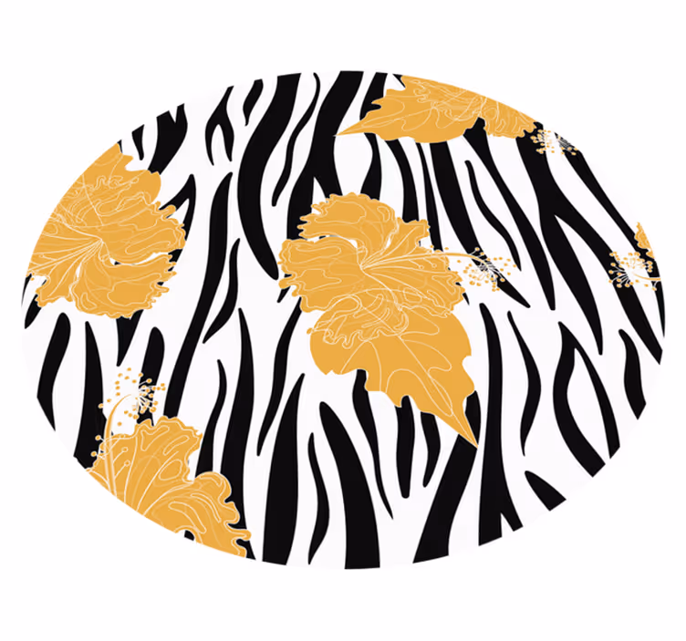 Blomstermotiv av sebraer vinyl teppe dyreavtrykk - Tenstickers